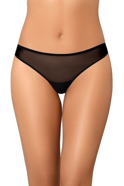 Alluring black thong from Teyli, crafted with soft mesh for ultimate comfort and a touch of sophistication.