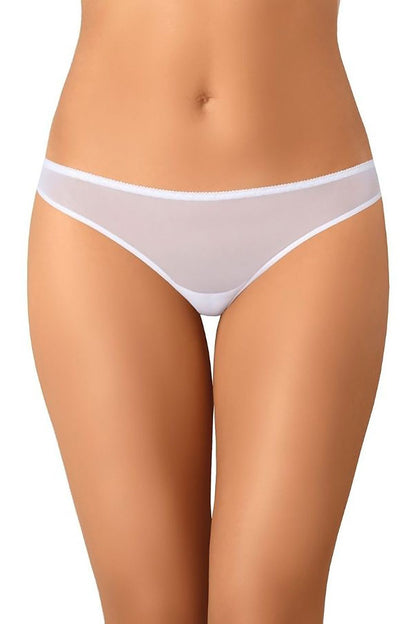 Stunning white mesh thong by Teyli, featuring a sleek and minimalistic design, ideal for a luxurious lingerie collection.