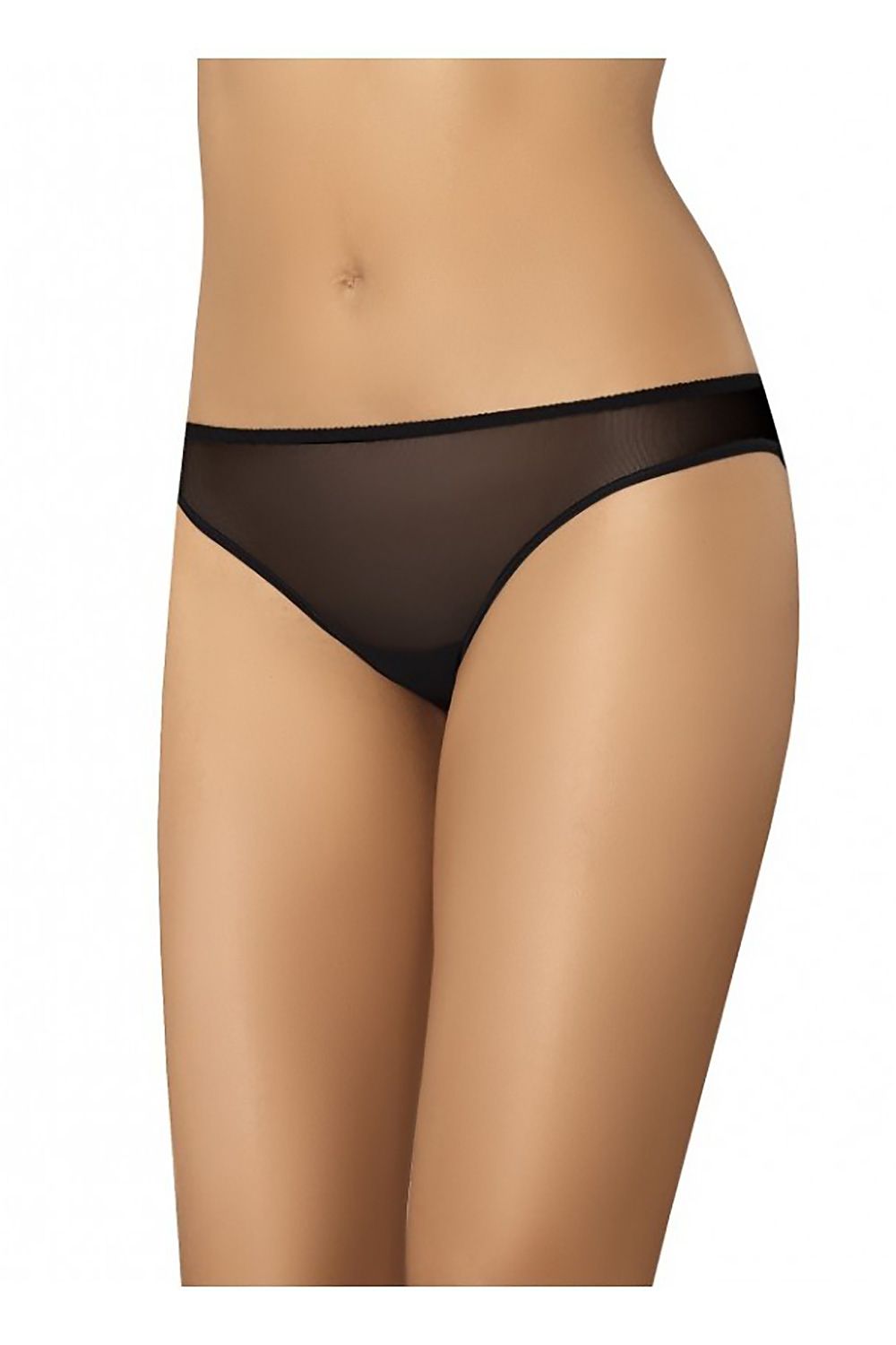 Luxurious black transparent women's classic cut panty by Teyli, showcasing a low-rise style with delicate elastic trim for added comfort.