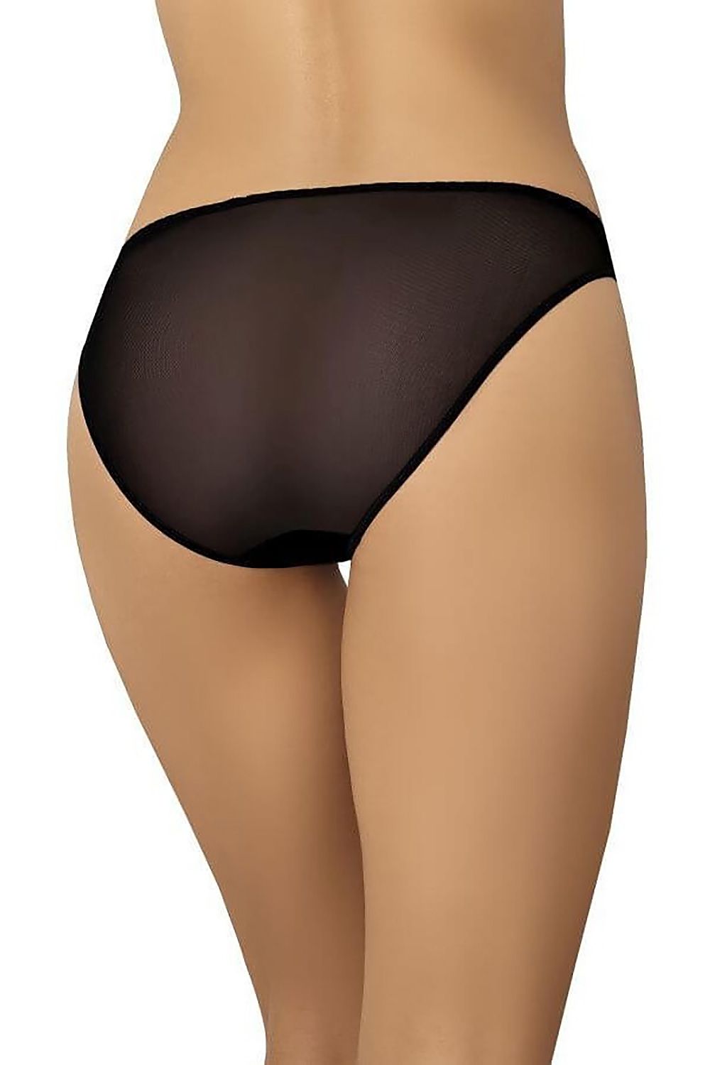 Chic back view of Teyli women's black see-through panties, designed for elegance with a seamless finish that avoids fabric marks.