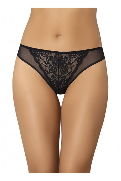 Exquisite black lace panties featuring a floral motif and elegant sheer design, embodying luxury and style from Teyli's women's lingerie range.