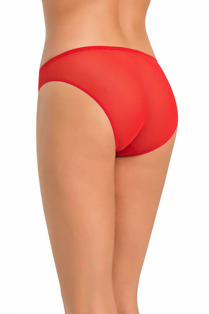 Refined sheer back view of Teyli's red lace panties, perfectly crafted for a balance of elegance and sensuality.