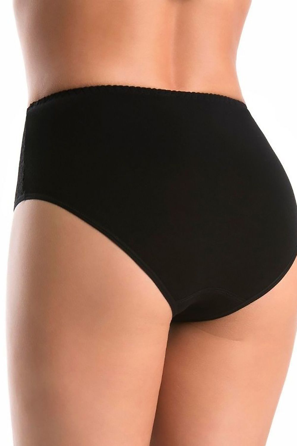 Elegant Teyli high-waisted black cotton panties showcasing a smooth back design, perfect for everyday comfort and style.
