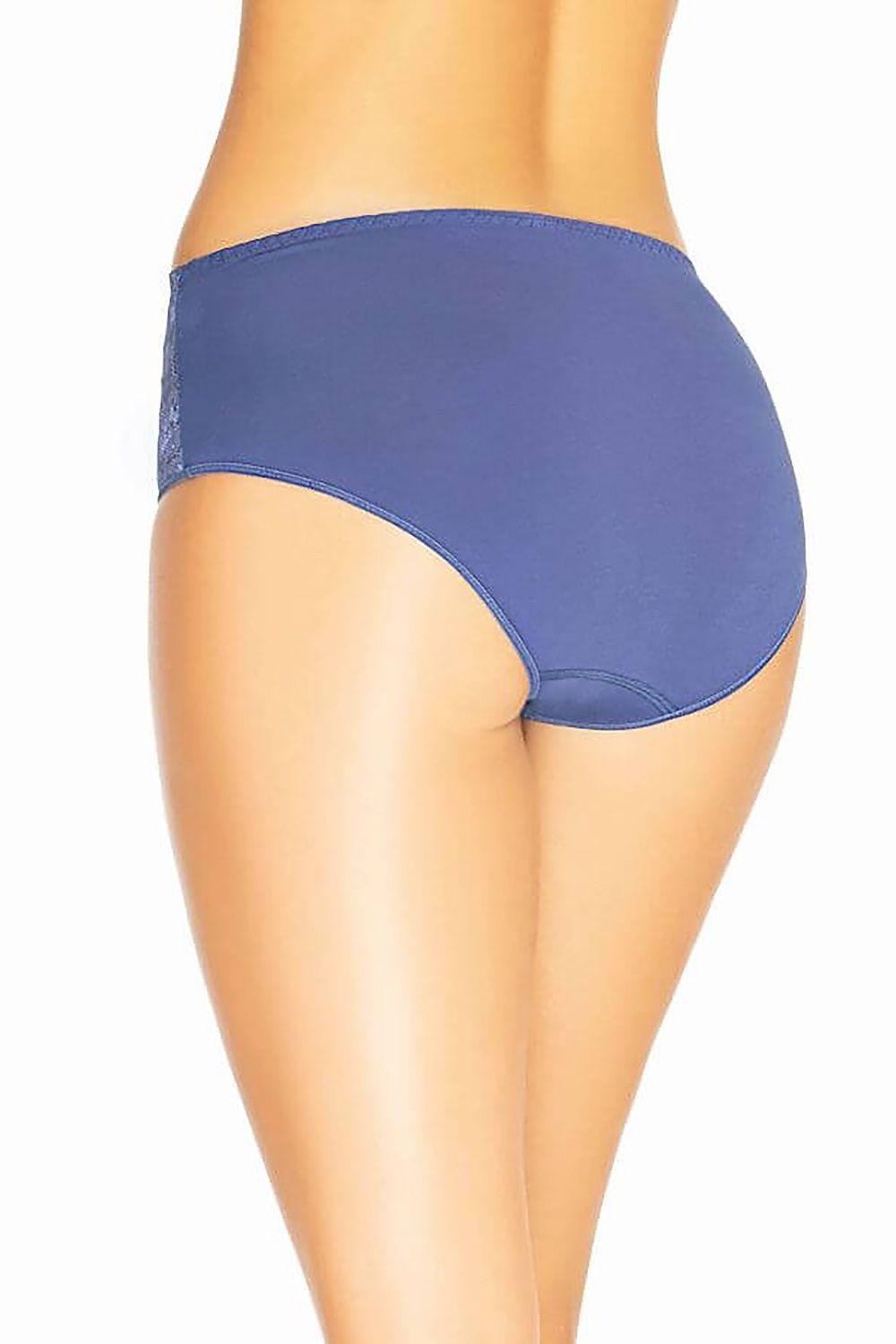 Stylish back view of Teyli Women's high-waisted cotton panty, highlighting its smooth silhouette and delicate lace detailing, perfect for sophisticated lingerie collections.