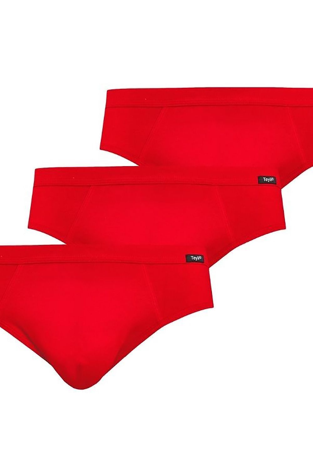 Stylish trio of Teyli men's red briefs, featuring a premium soft fabric and elegant branding for ultimate comfort.