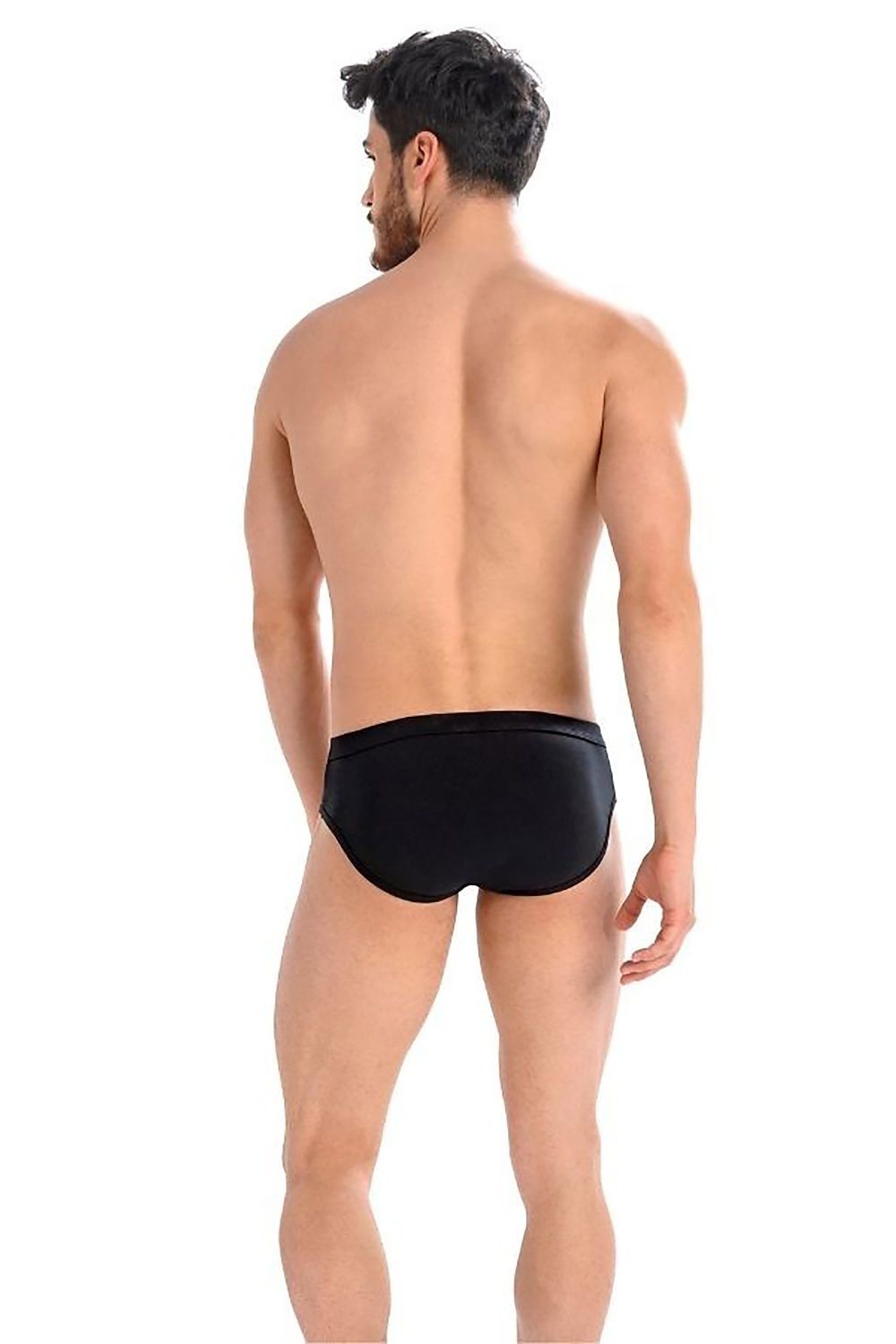 Teyli Men's Luxury Grey Briefs in a rear view, featuring a smooth and sleek design that ensures a flattering fit.
