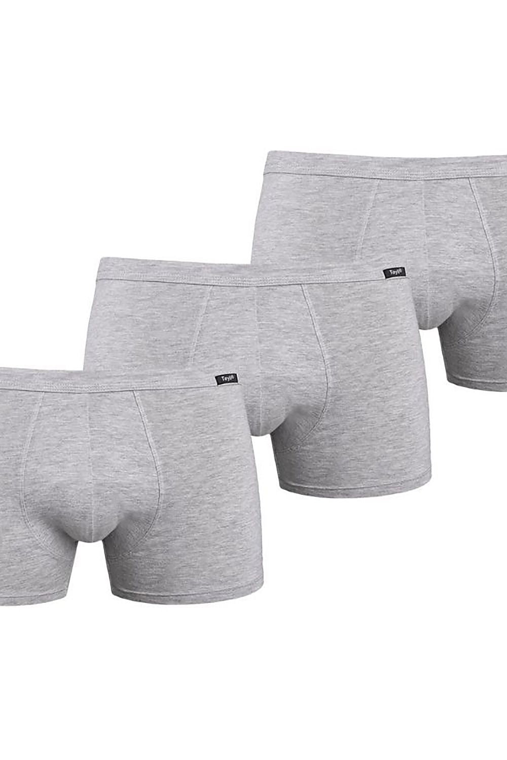 Luxury Teyli Men's Boxer Shorts Set - Grey Cotton and Spandex 3-Pack, perfect for comfort and style.