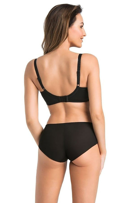 Elegant Estel black underwired bra with semi-padding and floral lace, crafted by Teyli for a sophisticated fit and style.