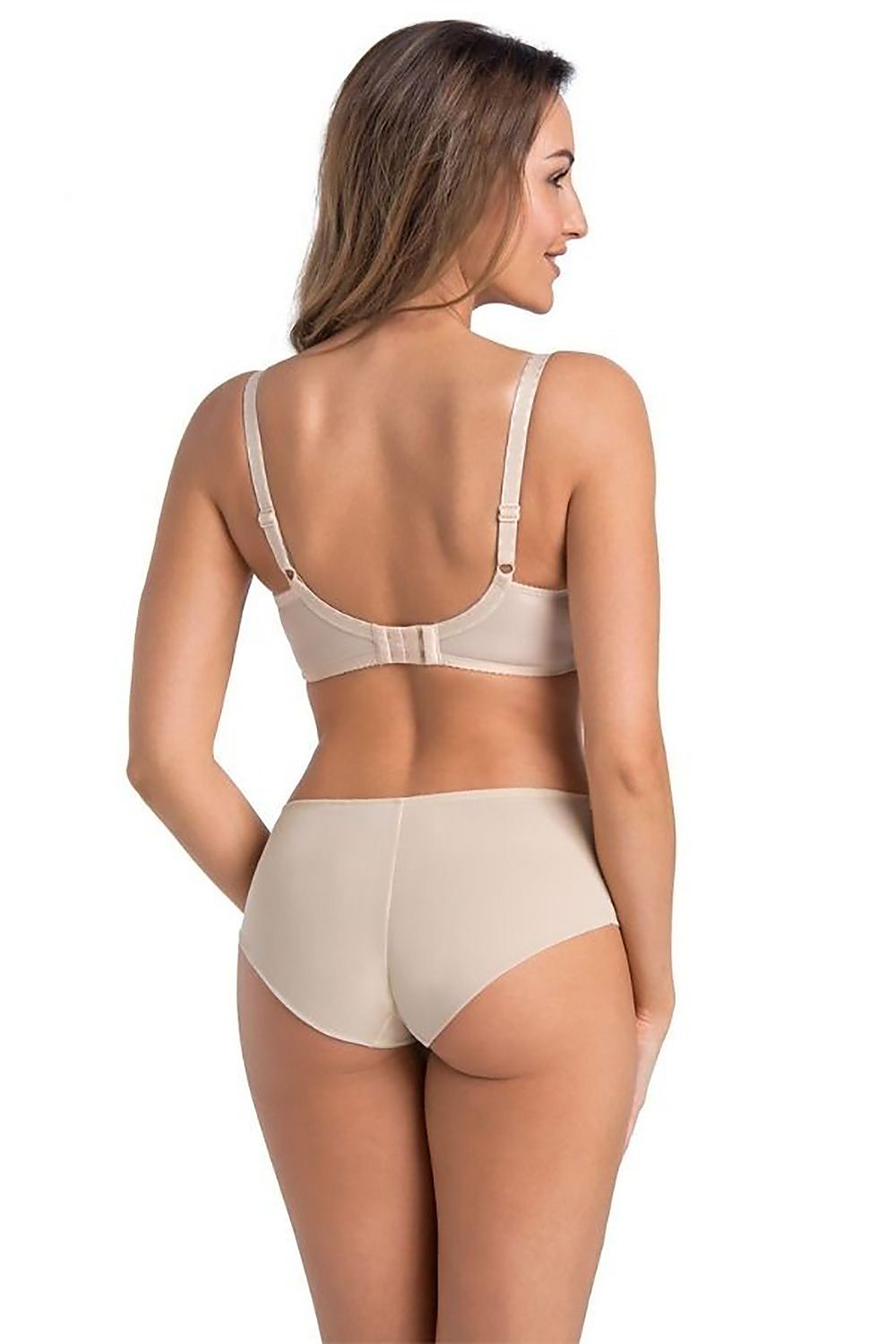 Luxurious Estel semi-padded bra in beige, enhanced with delicate floral lace, providing perfect uplift and all-day comfort, crafted by Teyli.