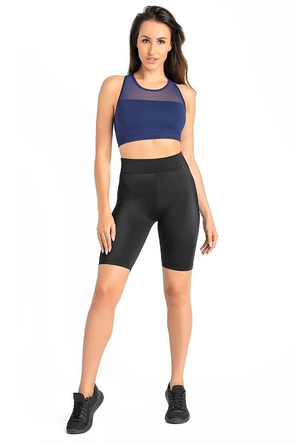 Teyli Women's High-Waist Black Knee-Length Leggings, elegant and fitted design perfect for active lifestyles, showcasing luxury in sportswear.