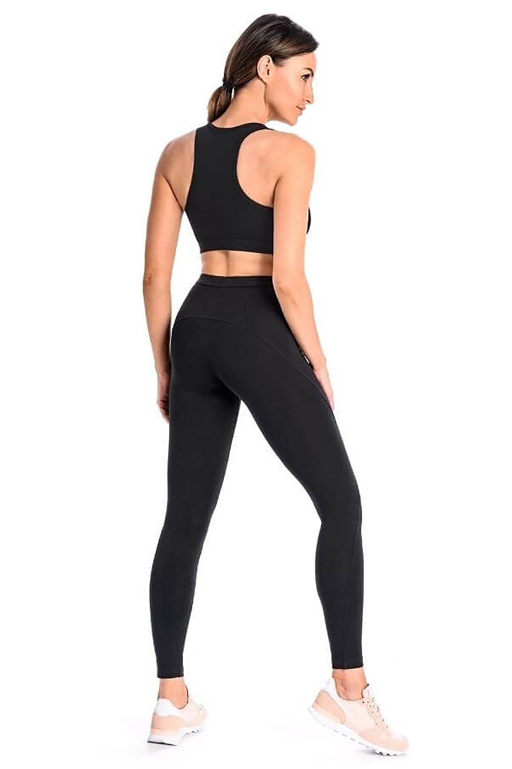 Elegant full-length black leggings for women by Teyli, made from a soft and stretchy cotton-spandex blend, designed to enhance the silhouette while providing unparalleled comfort.