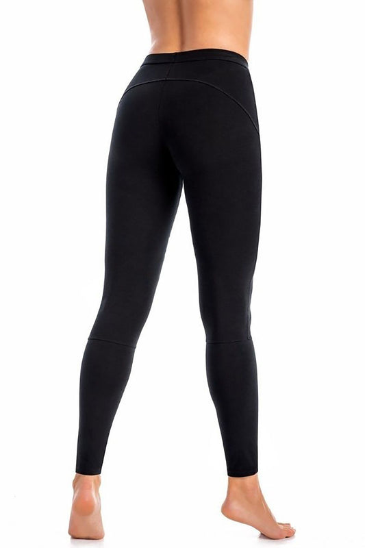 Close-up view of Teyli Women's Intense Black Leggings highlighting the high-quality fabric and premium detailing, perfect for stylish everyday wear and active lifestyles.