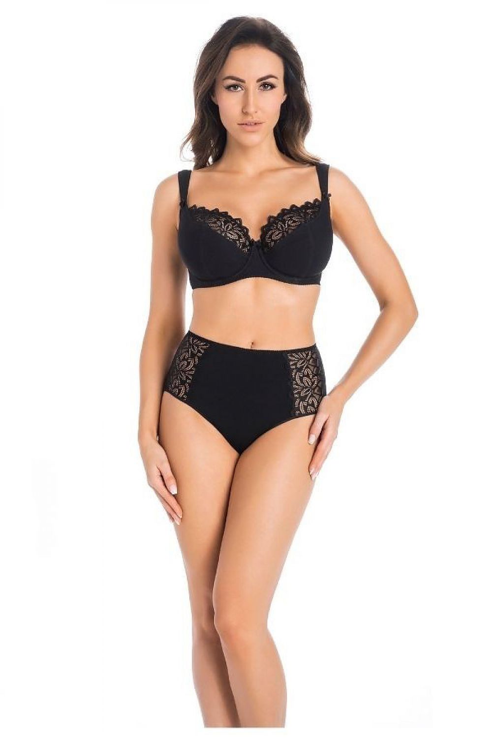 Exclusive high-waisted women's cotton briefs by Teyli, featuring elegant floral lace trim for a luxurious look and ultimate comfort.