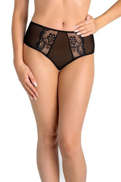 Elegant Estel Women's Mesh Shorts Panties in Black by Teyli, showcasing delicate lace detail and a luxurious design for ultimate comfort.