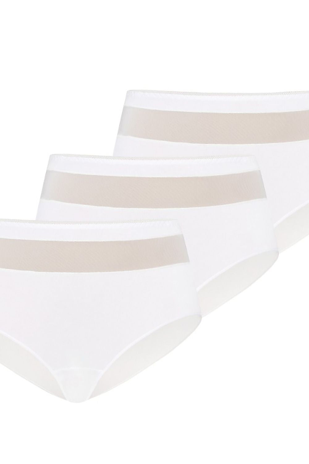 Teyli Women's Cotton Panties in high-waisted design, featuring delicate mesh detail, part of a luxurious three-pack for enhanced silhouette and elegance.