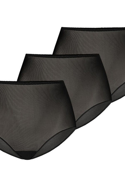 Elegant Teyli women’s high-waisted black mesh panties showcasing timeless design and sophisticated comfort.
