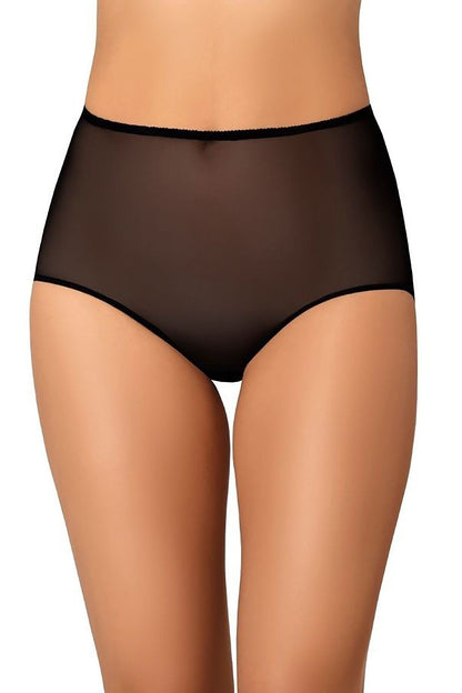 Teyli luxurious set of three high-waisted black mesh panties, perfect for a seamless silhouette under fitted outfits.