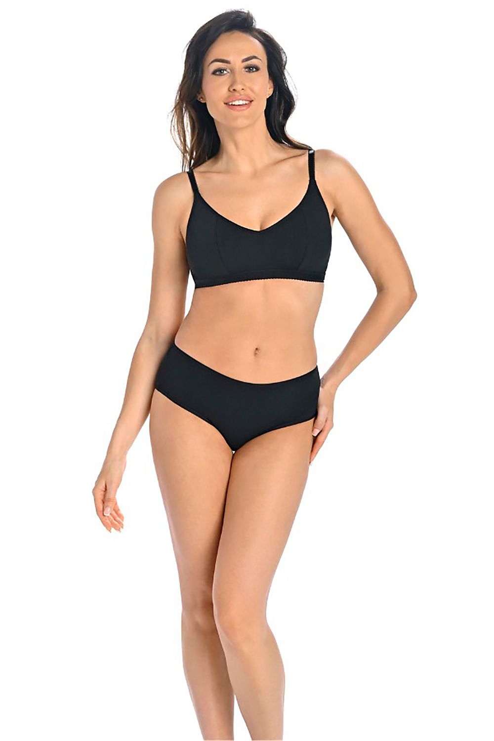 Luxurious Teyli soft cotton bralette in black with wide elastic support band for ultimate comfort and style.