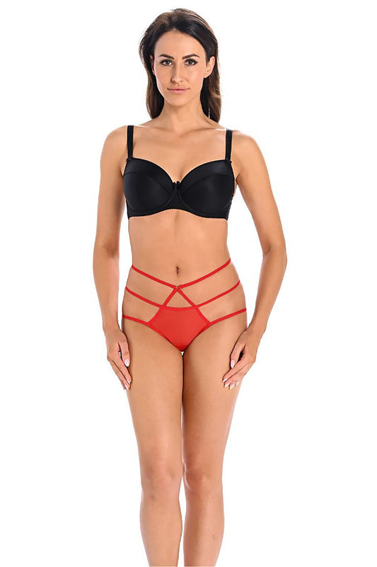 Elegant red transparent mesh panties for women featuring elastic straps, designed by Teyli. Perfect for those seeking luxury and allure.
