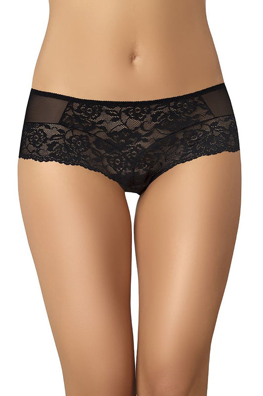 Teyli Women's Black Lace & Mesh Shorts featuring an elegant rose motif, designed for luxurious comfort and style.