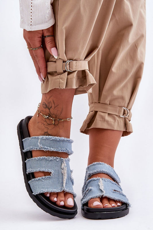 Elegant women's adjustable flip-flops with Velcro fastening by Step in Style, featuring a classic design and comfortable textile material for summer fashion.