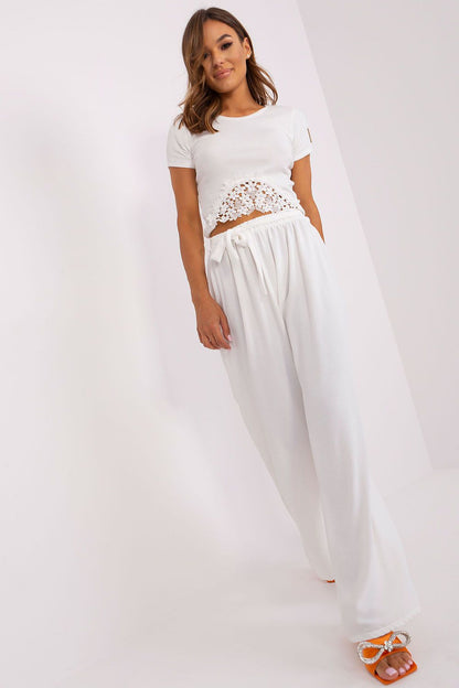 Och Bella women's stylish summer trousers showcasing a relaxed wide leg design, crafted for an elevated casual look.