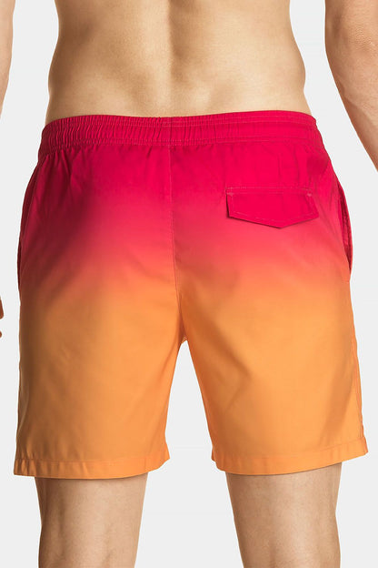 Close-up view of Atlantic Men's Colour-Transition Beach Shorts KMB-210 highlighting the practical pockets, drawstring waist, and durable quick-drying fabric, perfect for luxury styling.