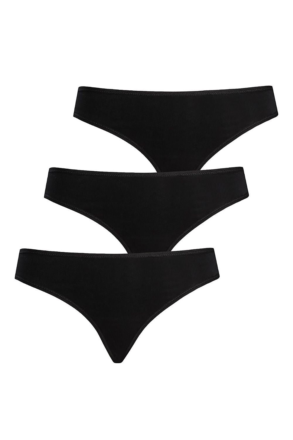 Luxury black women's bamboo thongs from Teyli, part of a comfortable 3-pack set, available in sizes XS to XXL.