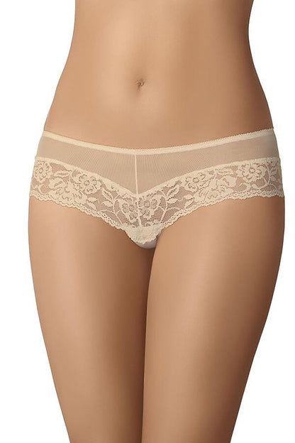 Luxury Teyli Brazilian style panties in flesh colour, featuring elegant lace details and soft cotton lining for ultimate comfort and allure.