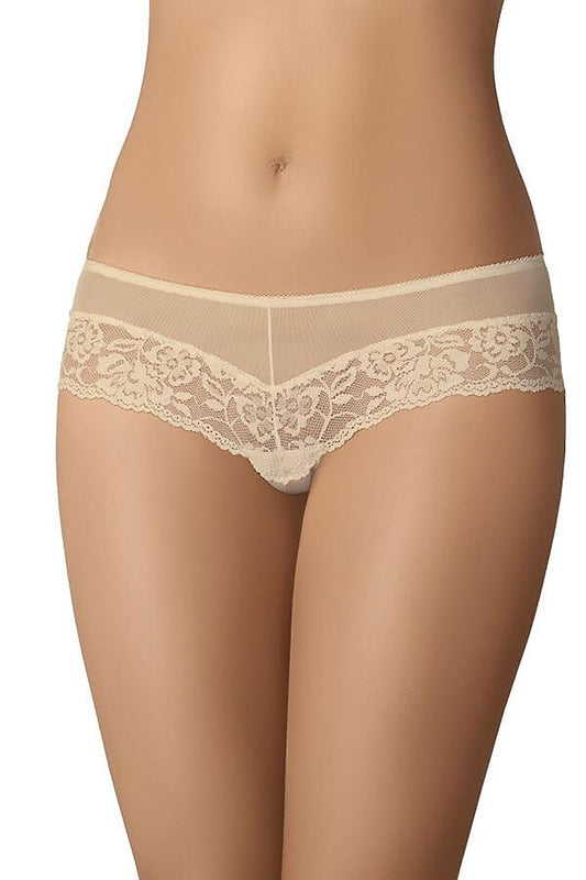 Luxury Teyli Brazilian style panties in flesh colour, featuring elegant lace details and soft cotton lining for ultimate comfort and allure.