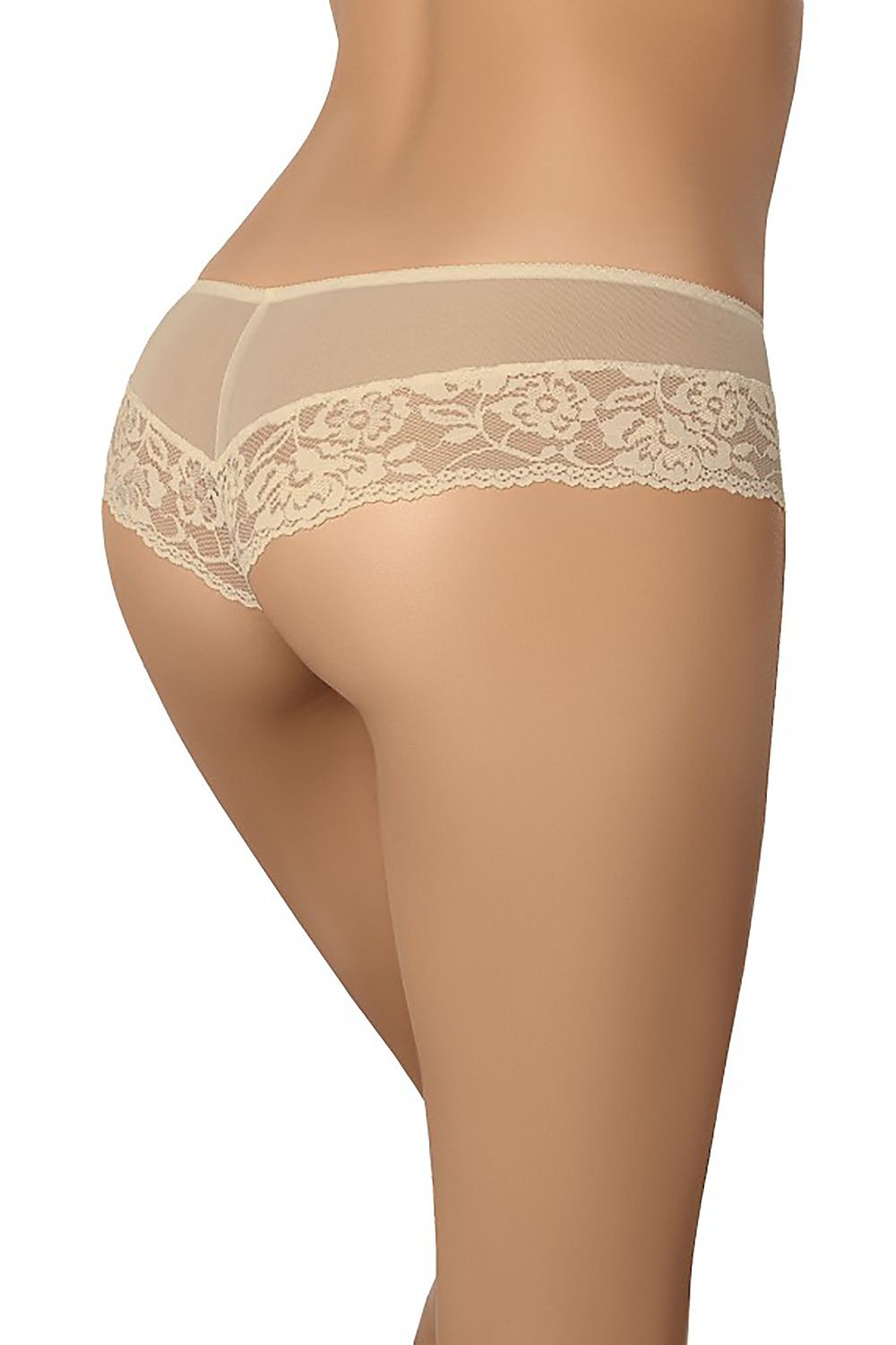 Close-up of Teyli Brazilian style panties showcasing intricate lace floral motifs for a sophisticated and sexy look.