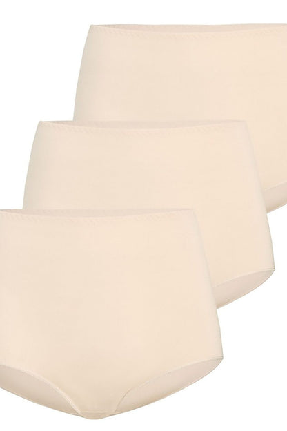 Luxury high-waisted bamboo panties by Teyli in beige, featuring antibacterial comfort and elegant simplicity, perfect for women who value ultimate comfort and style.