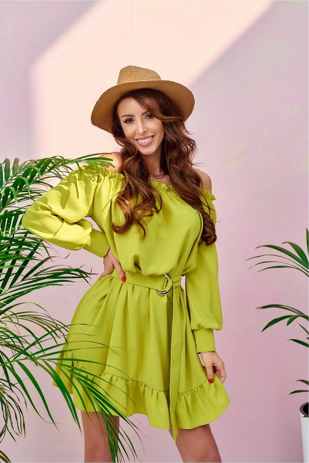 Luxurious Roco Fashion Daydress featuring an elegant Spanish neckline, ruffles, and a stylish belt, designed for both celebrations and everyday sophistication.
