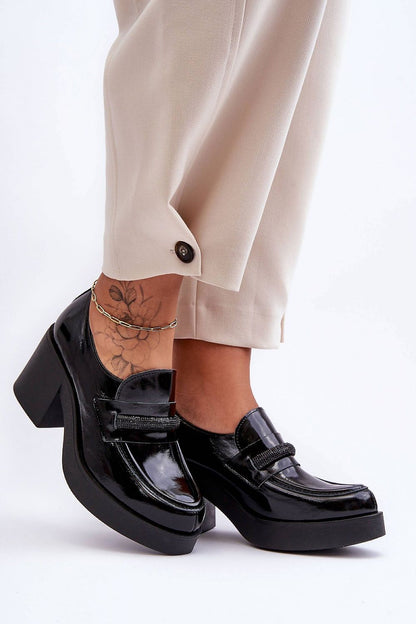 Step in Style luxury women's heeled half shoes in natural leather, featuring a padded heel counter for added comfort and a chic wide post heel, perfect for sophisticated occasions.