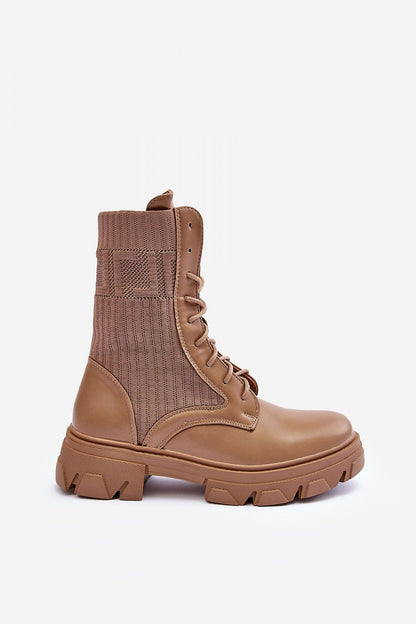 Elegant women's eco leather boots by Step in Style, featuring adjustable laces, a 5.5cm heel, and a sturdy platform, perfect for sophisticated outfits.