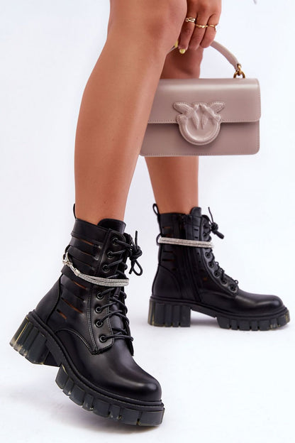 Stylishly photographed eco leather boots from Step in Style showcasing a massive flat heel and platform, perfect for any fashion-forward outfit.