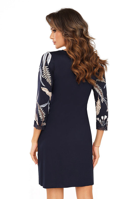 Luxurious floral lace trim nightgown by Donna, featuring elegant long sleeves and crafted from soft viscose for ultimate comfort.