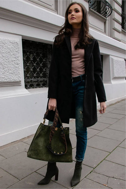 Roco Fashion Women's Tailored Single-Breasted Coat in a stylish setting, illustrating the perfect ensemble for chic, elegant occasions.