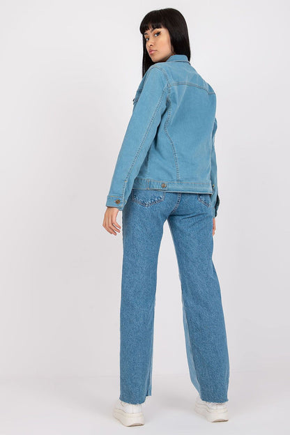 Rue Paris 97% cotton light blue denim jacket, ideal for summer outings and urban adventures.