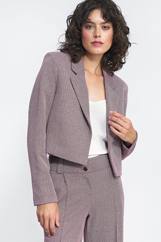 Nife Women's Short Versatile Jacket showcased in a sophisticated setting, ideal for chic office wear.