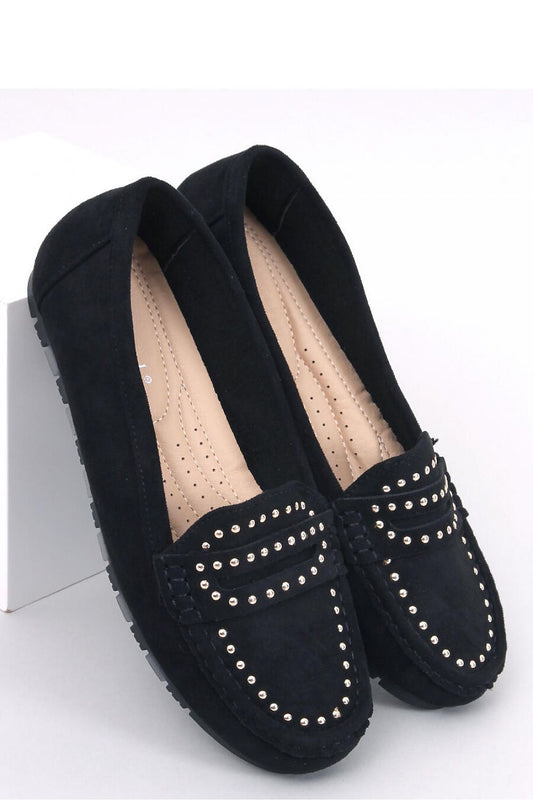 Elegant women's luxury ecological suede moccasins by Inello featuring a unique studded design for exceptional comfort.
