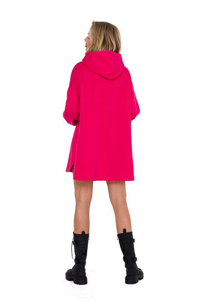 Moe Women's luxurious Knit Daydress featuring a stylish hood and long sleeves, elegantly draping with side slits.