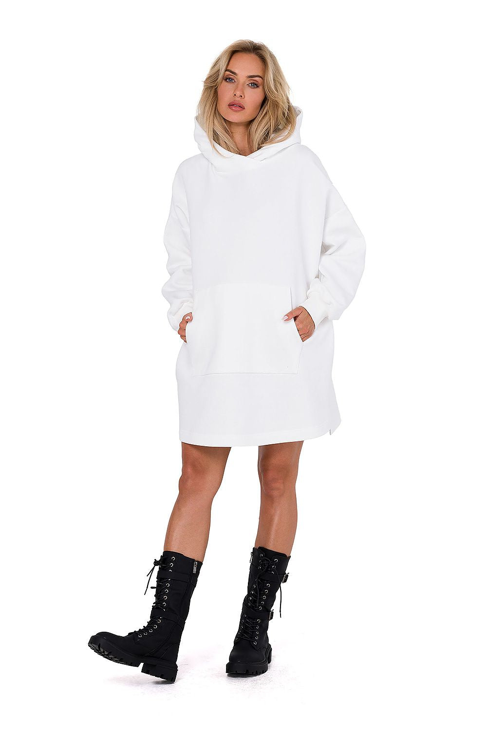 Moe Women's chic Knit Daydress with kangaroo pocket, designed for comfort and sophistication.