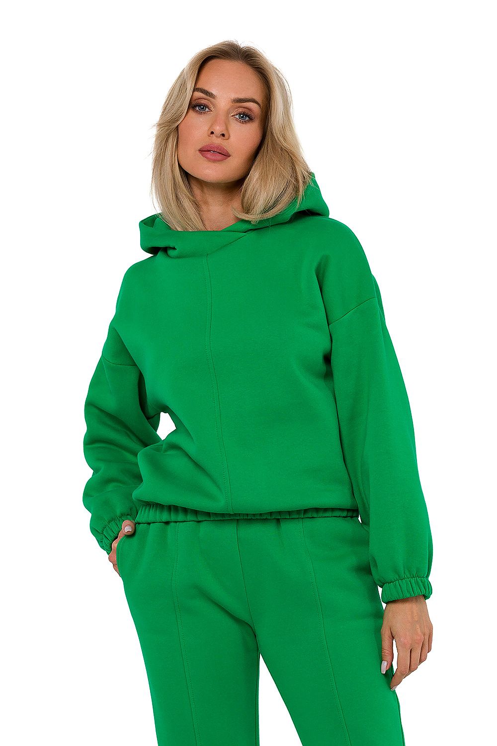 Elegant Luxury Women's Hooded Sweatshirt by Moe, featuring decorative stitching, crafted from soft cotton blend, tailored for comfort and style, available in EU sizes S to 3XL.