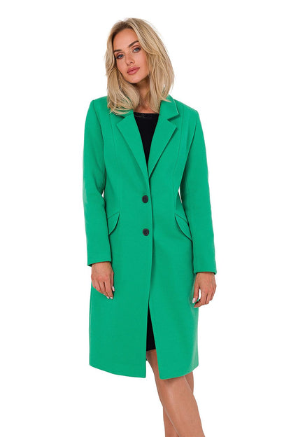 Luxurious Women's Classic Fleece Coat with Padded Collar and Asymmetrical Pockets, crafted by Moe in Poland - perfect blend of style and comfort.