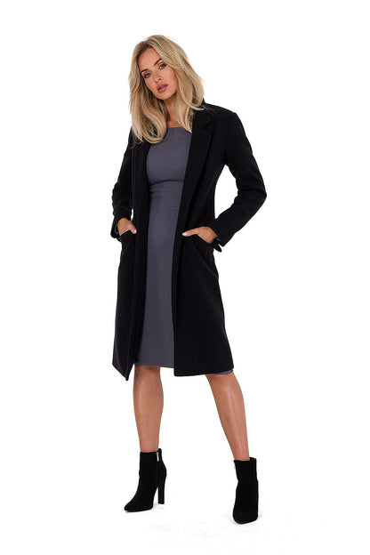 Chic Women's Fleece Coat with unique padded collar and stylish pocket design, crafted by Moe.