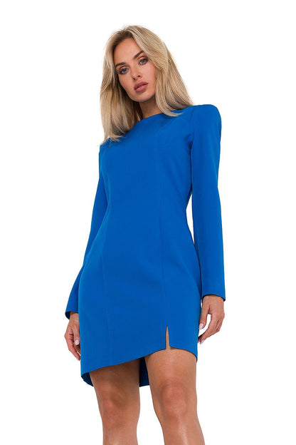 Moe Elegant Long Sleeve Daydress with Zipper and Front Stitching, luxurious women's fashion, featuring unlined design and exquisite detailing, modelled in Poland.