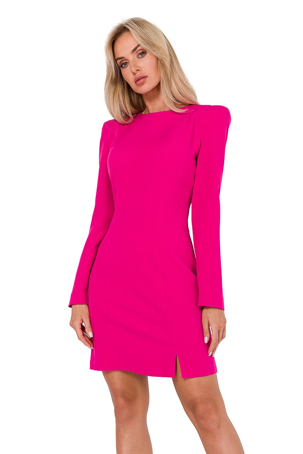 Moe Elegant Long Sleeve Daydress featuring a stylish zipper and sophisticated front stitching, perfect for sophisticated women's fashion.