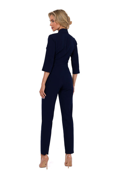 Stylish jumpsuit featuring narrow legs and local creases on the waist line, designed by Moe for a refined and sleek appearance.