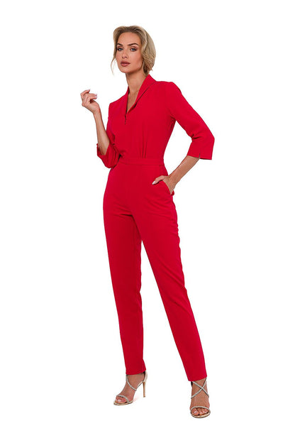 Diverse sizing options for the elegant 3/4 sleeve jumpsuit by Moe, showcasing the perfect fit for fashionable women in every silhouette.